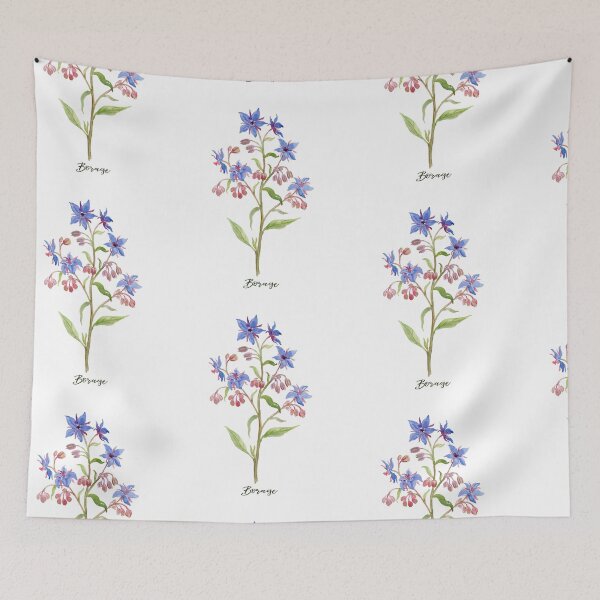 Item preview, Watercolor borage design. Flower and herbs designed and sold by ramonag1.