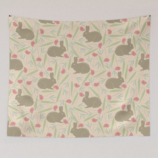 Item preview, Cute Floral and Bunnies Pattern designed and sold by CLPDesignLab.
