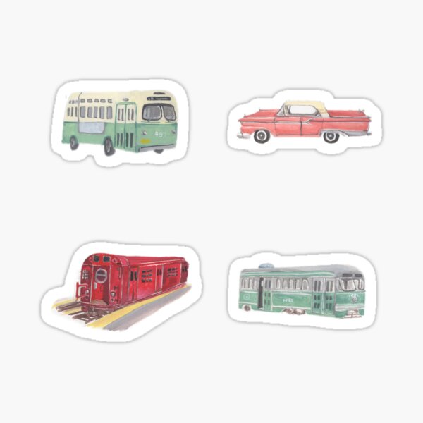 Watercolor Vintage Vehicles Sticker