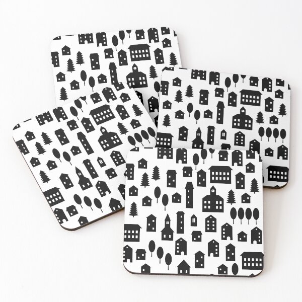 Item preview, Black and white houses, small town streets designed and sold by natalyon.