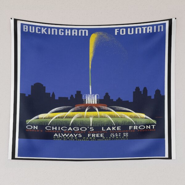 Item preview, Visit Buckingham Fountain ! For Vintage poster, Canvas, Stickers,... designed and sold by HouseofBalloon.