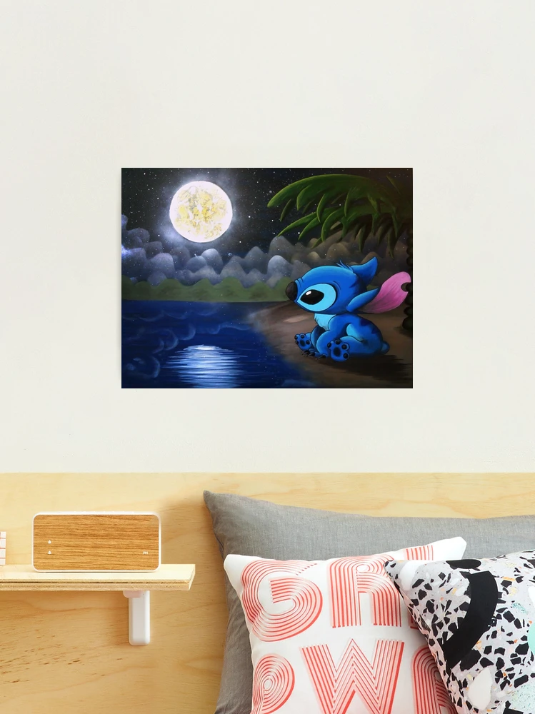 stitch under the moon disney Painting by Cloud Lee