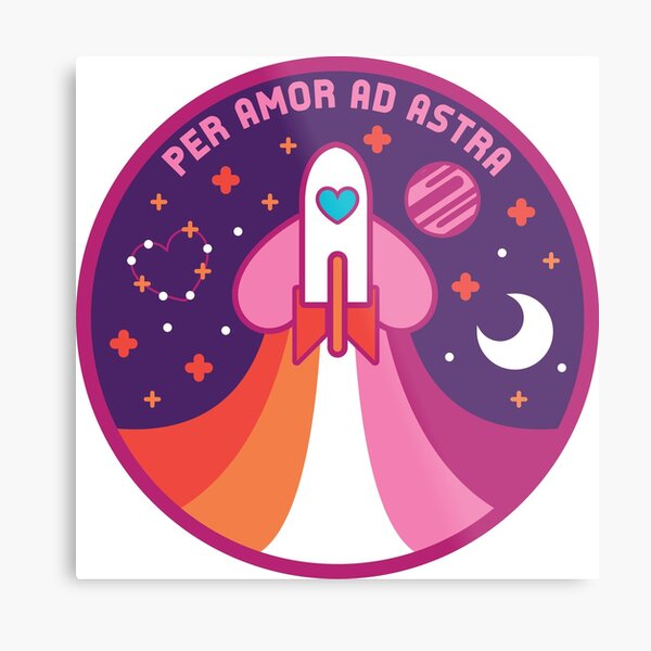 Space Pride - Lesbian Flag Metal Print