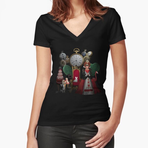 Alice in Wonderland Queen of Hearts Re-imagined Fitted V-Neck T-Shirt