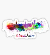 Stockholm Skyline im Aquarell Sticker