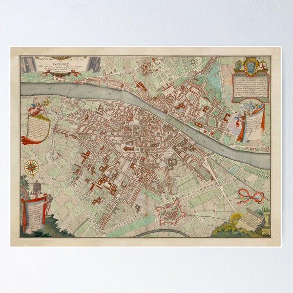 Item preview, Vintage Florence Italy Map (1755) designed and sold by BravuraMedia.