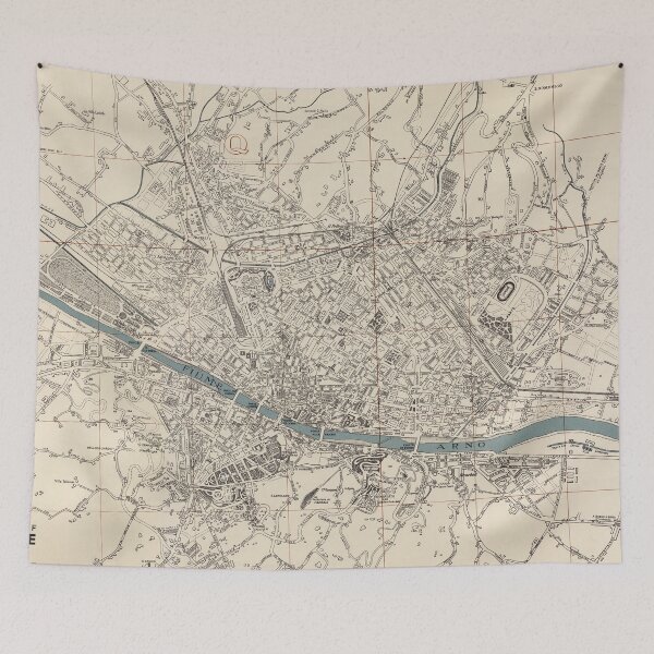 Item preview, Vintage Florence Italy Map (1943) designed and sold by BravuraMedia.
