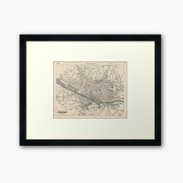 Item preview, Vintage Florence Italy Map (1943) designed and sold by BravuraMedia.