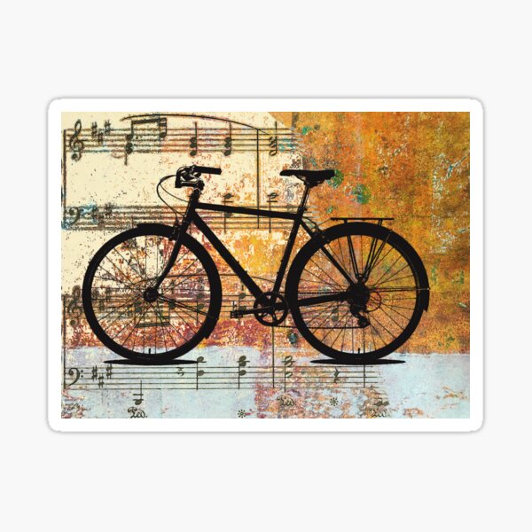 Bicycle Silhouette Musical Design Sticker
