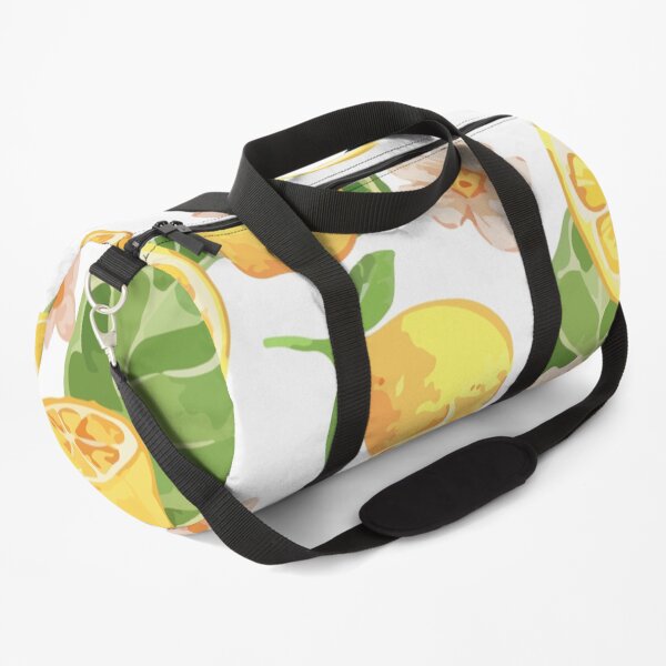 Watercolor lemon yellow gouache seamless pattern Duffle Bag