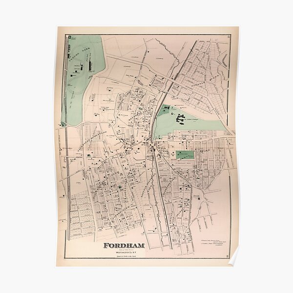 Vintage Fordham NY Map (1872) Poster