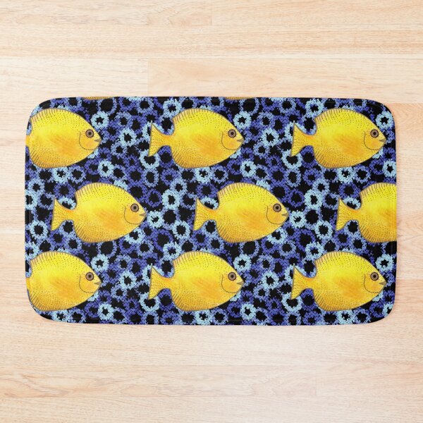 Item preview, Tropical Yellow Fish Indigo Coral Reef Pattern designed and sold by Michelebuttons.