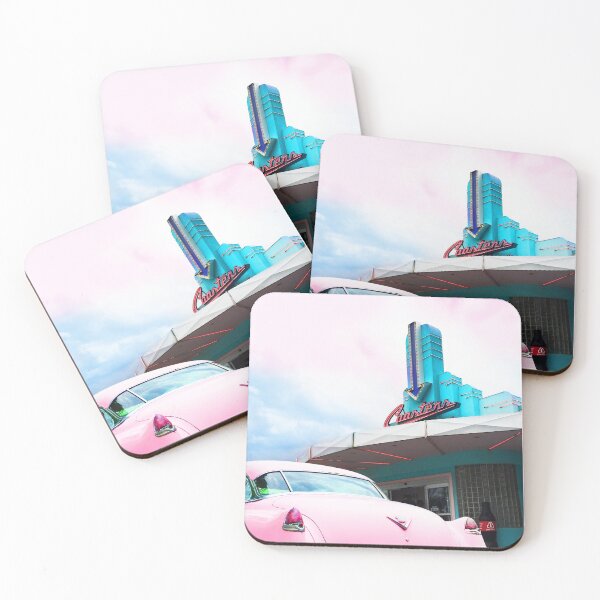 Item preview, Retro Car at 1950's Diner with Cotton Candy Sky designed and sold by MarzStudio.