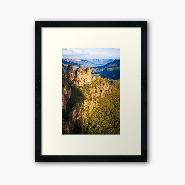 Three Sisters rock formation in the Blue Mountains Framed Art Print