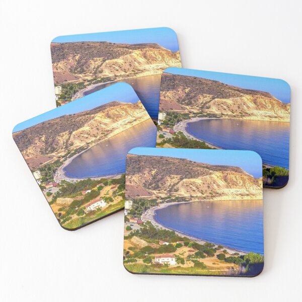 Item preview, Cyprus Pissouri Bay Panoramic View Photography Mediterranean Sunshine Green Blue Boats Sea Trees Hill designed and sold by TheGreekGuy.