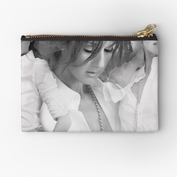 Celine Dion Collection Huge Signature Silver & Black Photo Print Pouch Zip  Bag