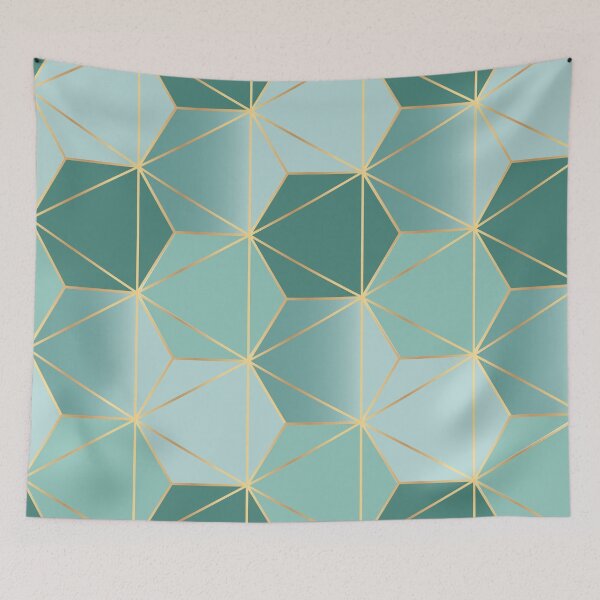 Item preview, cool mint and gold honeycomb pattern designed and sold by PerfectTees03.