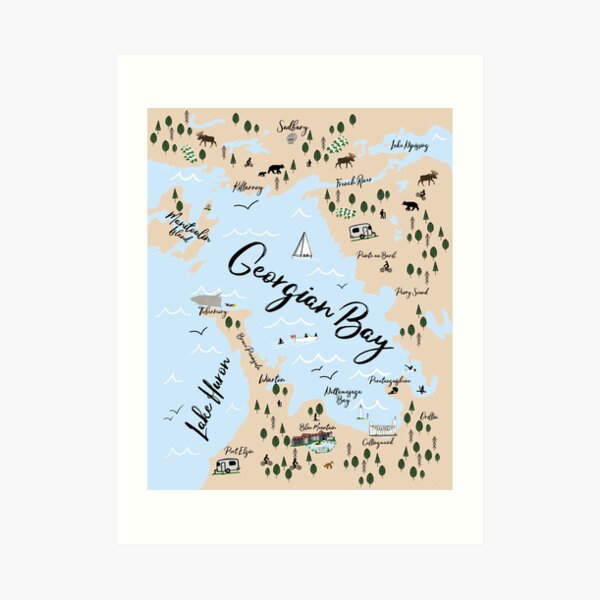 Map of Georgian Bay and Lake Huron Art Print