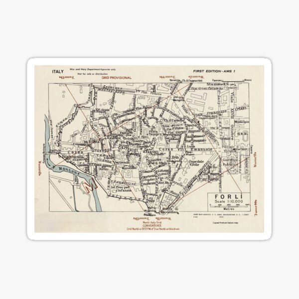 Item preview, Vintage Forli Italy Map (1943) designed and sold by BravuraMedia.