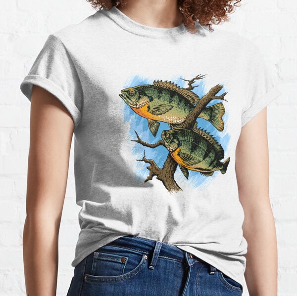 Vista previa del artículo con la obra « gráfico a todo color de un par de Bluegill nadando en el lago o estanque. La pieza perfecta de artes de pesca Bluegill para los amantes de la pesca. Una excelente manera de mostrar tu amor por la pesca cuando estás en el agua. ¡Vamos a pescar! Un gran re», diseñado y vendido por jakehughes2015.