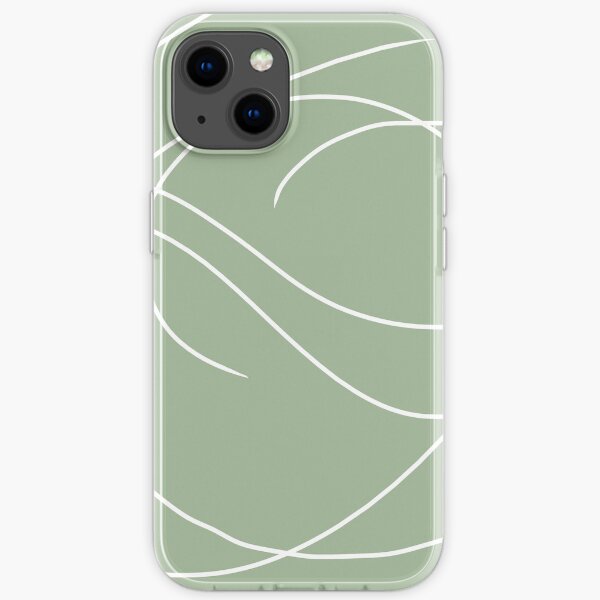 Sage green & white swirls iPhone Soft Case