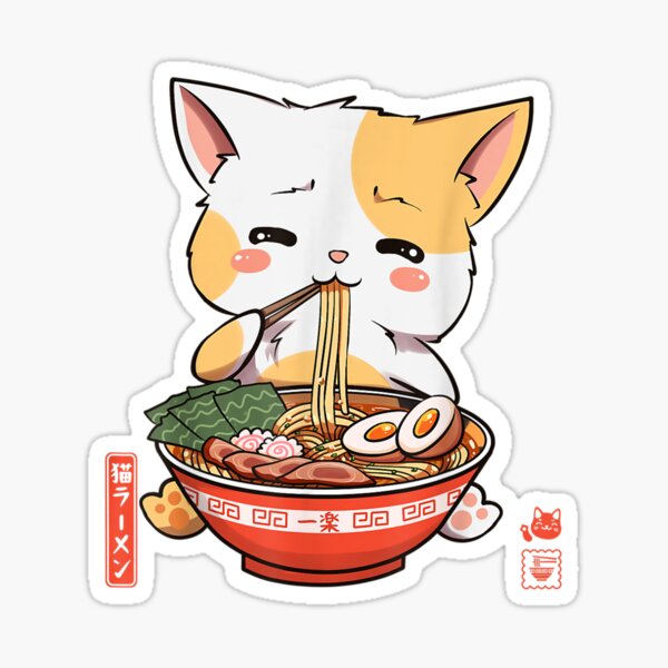 Kawaii Neko Ramen Cute Ramen Cat Japanese Noodle F Sticker By Parisienmerle Redbubble 6633