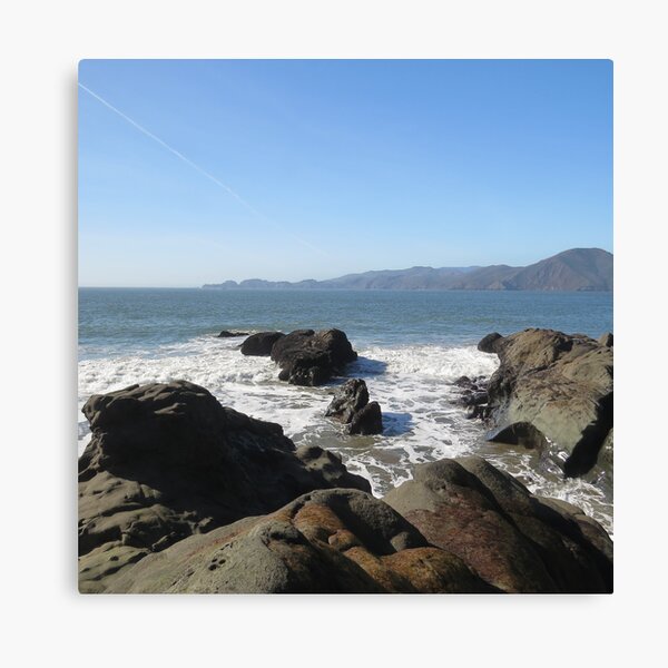 Golden gate water rocks Canvas Print