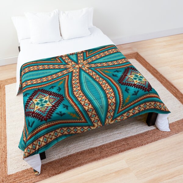 Turquoise Pattern Native American Style Comforter