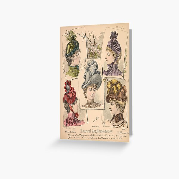 Item preview, Victorian Hats Fashion Plate from a 1887 Paris Journal designed and sold by Vintage-TM.