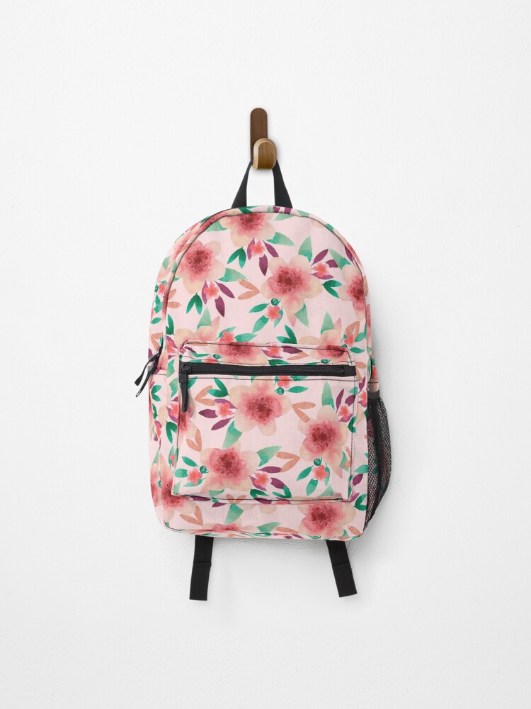 Thumbnail 1 of 3, Backpack, Spring - Watercolor Floral pattern designed and sold by CLPDesignLab.