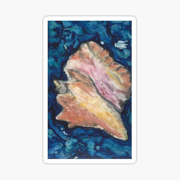SEA SHELL CONCH SHIMMER on masaic ocean floor Sticker