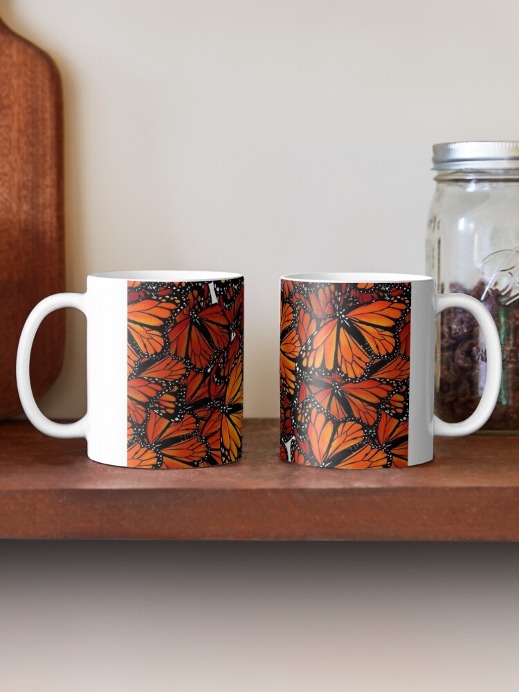 Monarch Butterfly Glass Coffee Mug, Butterfly Mason Jar Cup