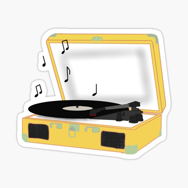 Cartoon illustration of retro vinyl LP record with yellow label