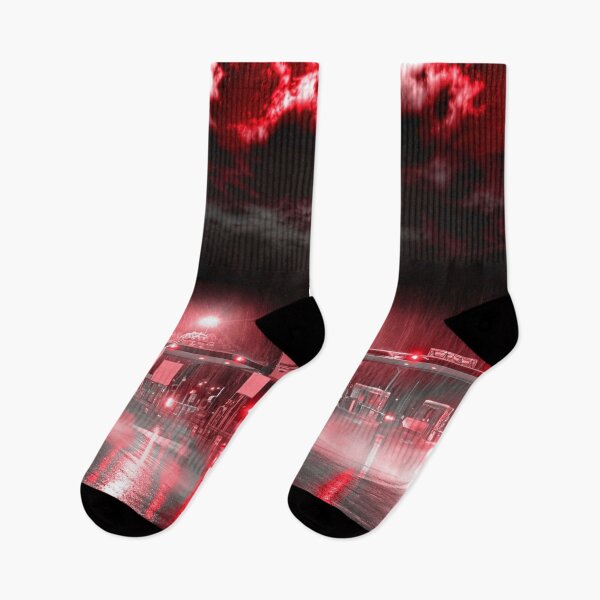 Item preview, Highway Tolls At Night In The Rain Red Reflections On Asphalt Monochromatic Art designed and sold by Flavio Vieri.