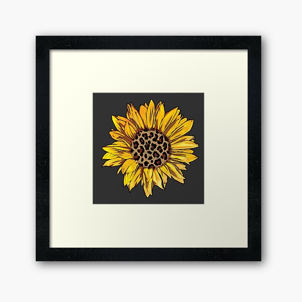 Leopard Animal Print Sunflower Framed Art Print