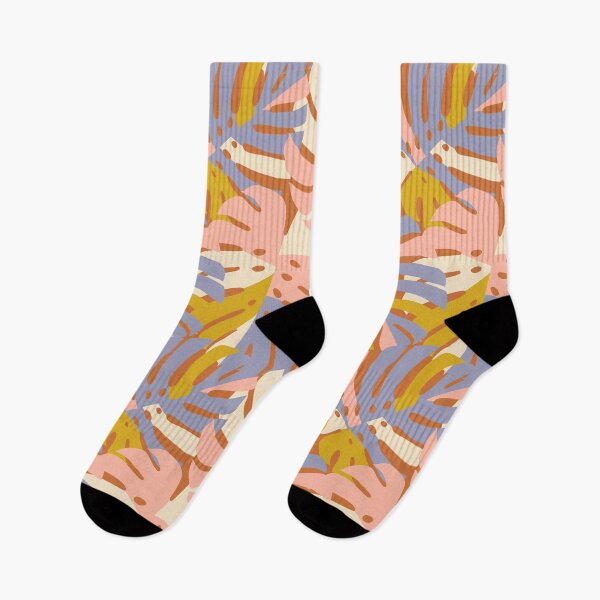 Item preview, Color Block Monstera Leaves in Pink + Lavender designed and sold by latheandquill.