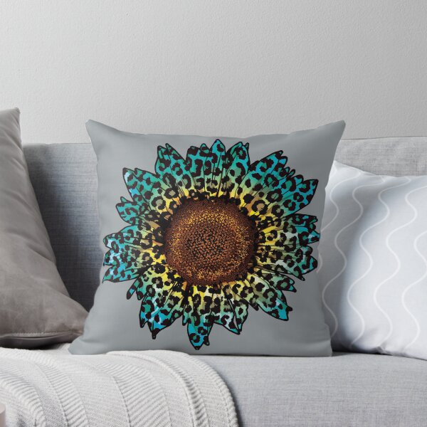 Item preview, Teal Leopard Animal Print Sunflower designed and sold by DigitalPie.