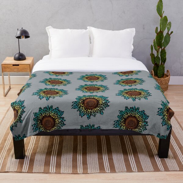Aperçu de l'œuvre Tournesol imprimé léopard turquoise créée et vendue par DigitalPie.