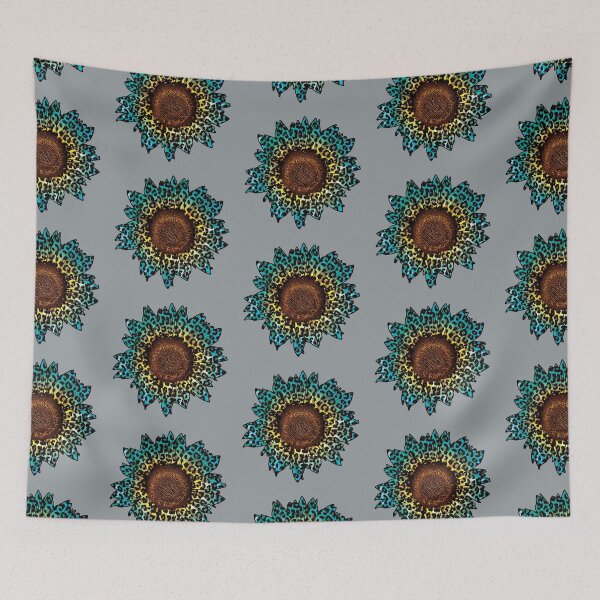 Item preview, Teal Leopard Animal Print Sunflower designed and sold by DigitalPie.