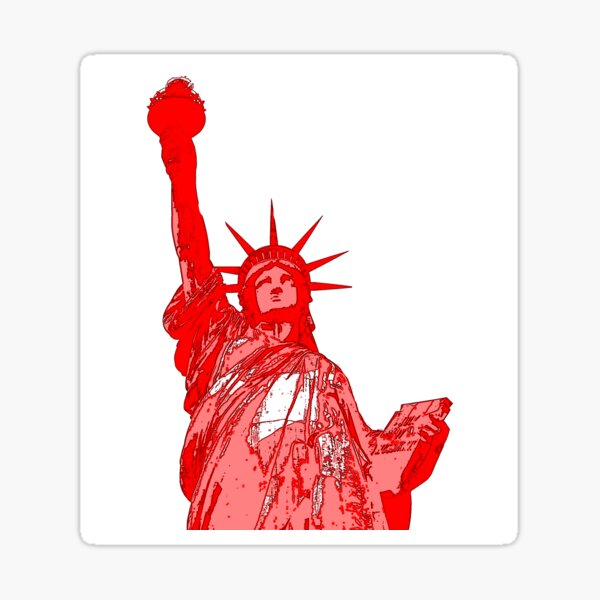 Blood Red Lady Liberty Statue Pop Art Sticker