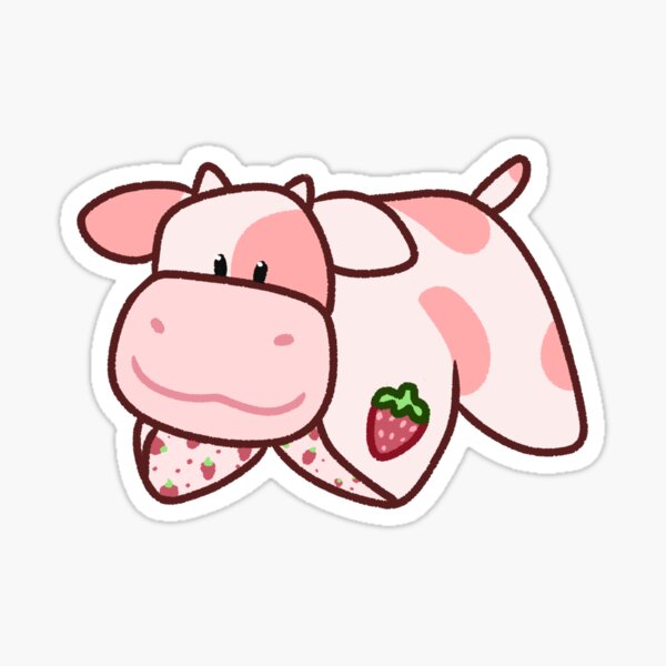 Kawaii Strawberry Cow Stickers | Redbubble