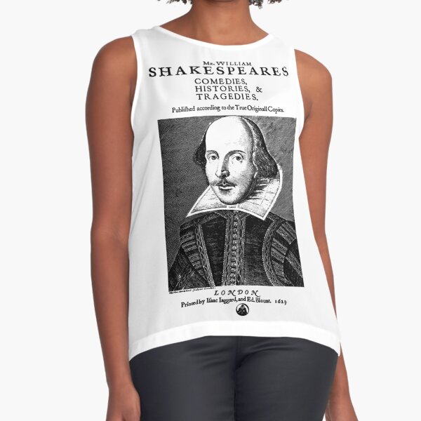 Shakespeare First Folio Frontpiece - Simple Black Version Sleeveless Top