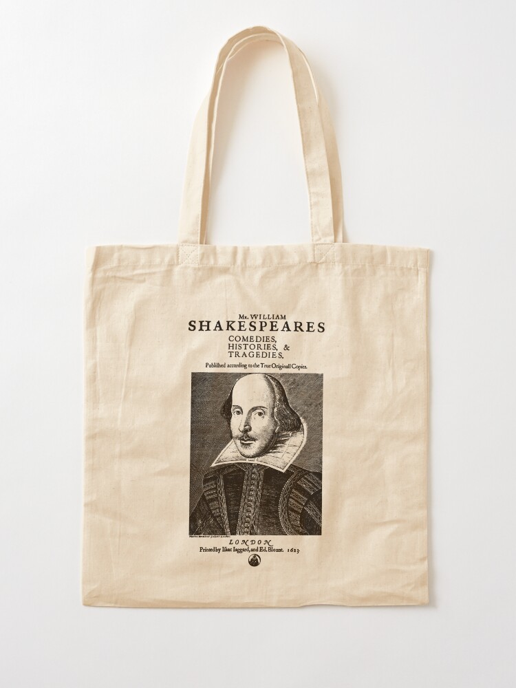 Thumbnail 2 of 5, Tote Bag, Shakespeare First Folio Frontpiece - Simple Black Version designed and sold by Styled Vintage.