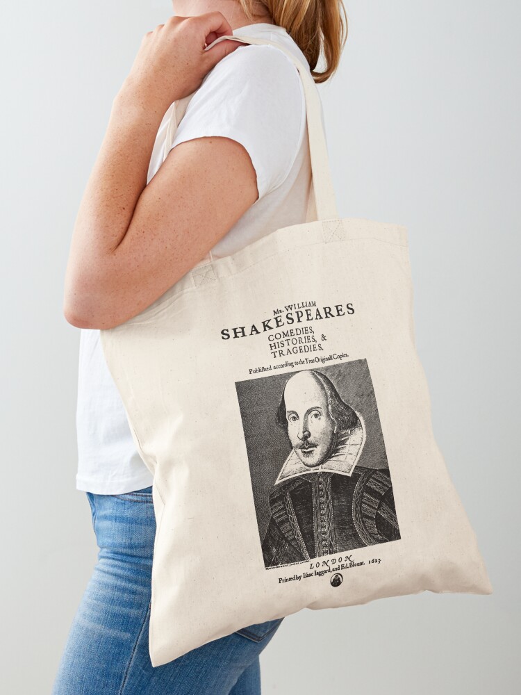 Thumbnail 1 of 5, Tote Bag, Shakespeare First Folio Frontpiece - Simple Black Version designed and sold by Styled Vintage.