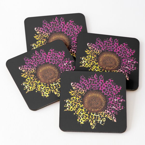 Item preview, Black Pink and yellow Leopard Animal Print Sunflower designed and sold by DigitalPie.