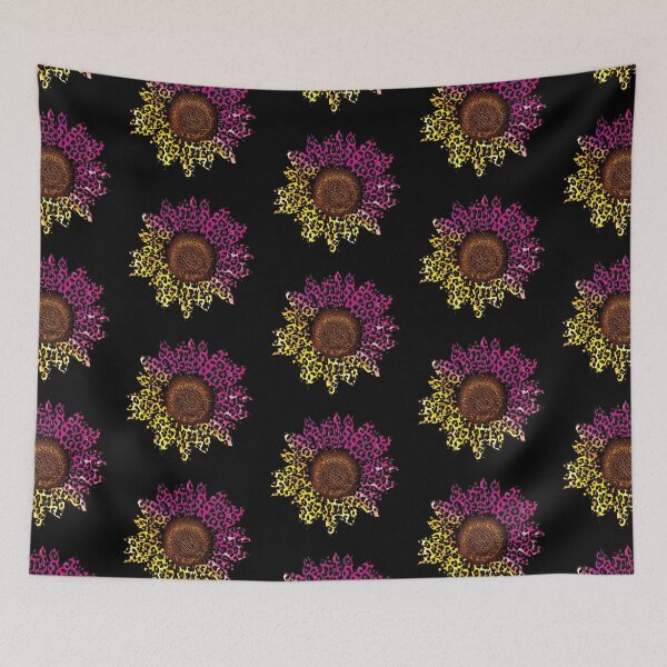 Item preview, Black Pink and yellow Leopard Animal Print Sunflower designed and sold by DigitalPie.