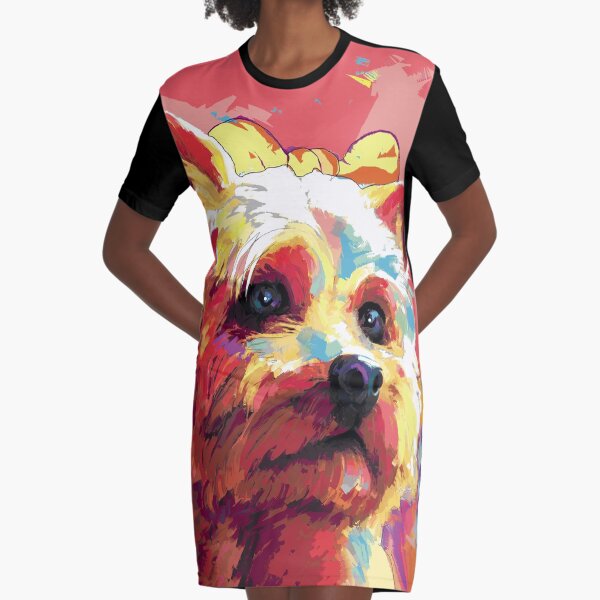 Yorkshire Terrier Dog Graphic T-Shirt Dress