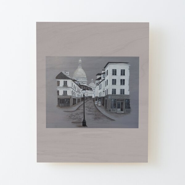 A Walk in Montmartre Wood Mounted Print