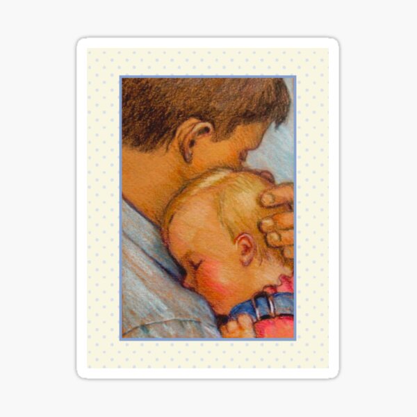 Item preview, Father and Child, Color Pencil Art, Baby Love designed and sold by JoyfulWhimsy.