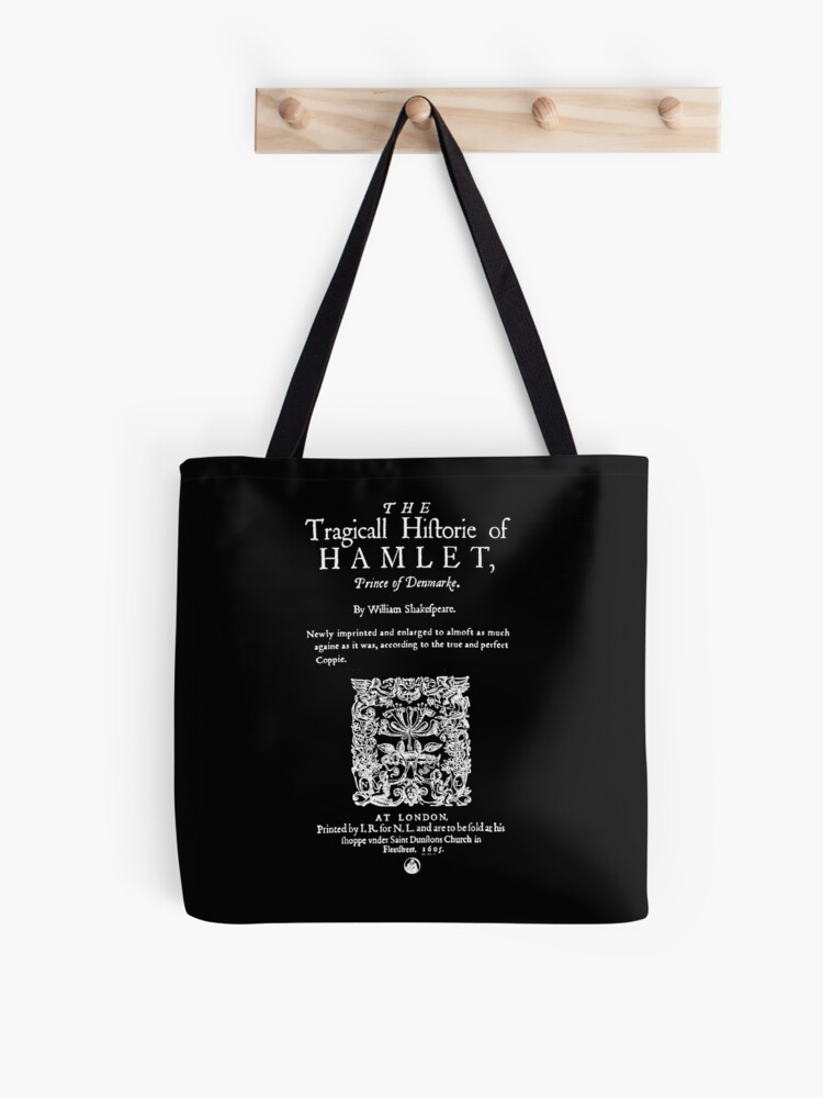 Tote Bag, Shakespeare's Hamlet Front Piece - Simple White Version designed and sold by Styled Vintage